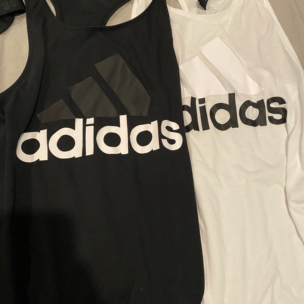2 FOR 1! White and Black Adidas Tank Tops!